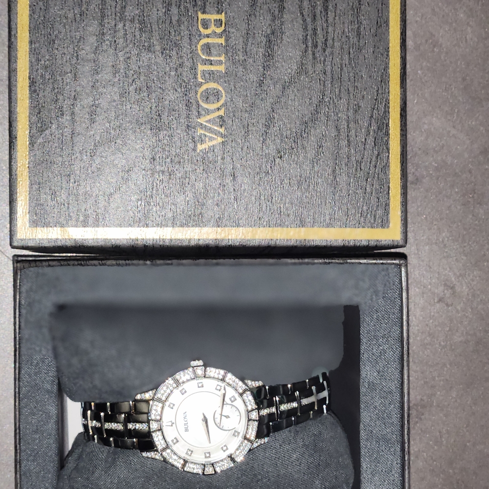 Bulova Women's Silver and Black Watch